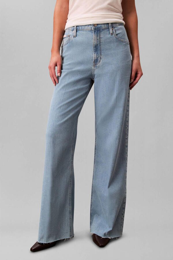 CALVIN KLEIN JEANS high waist wide leg jeans light blue denim - Foto 3