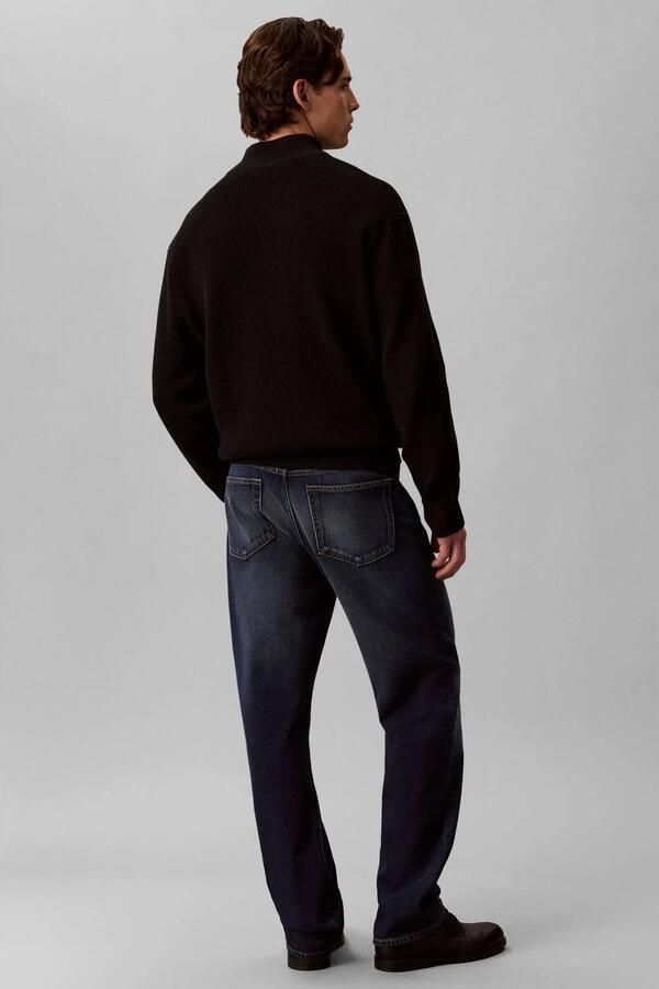 CALVIN KLEIN JEANS katoenen relaxed fit gebreide trui met wafelstructuur zwart - Foto 3