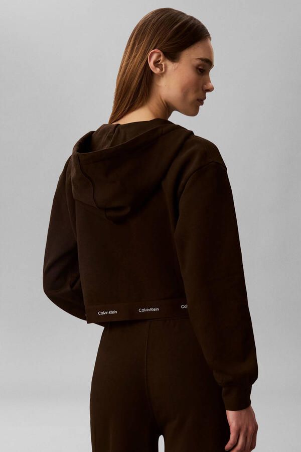 CALVIN KLEIN JEANS katoenen sweatvest donkerbruin - Foto 3