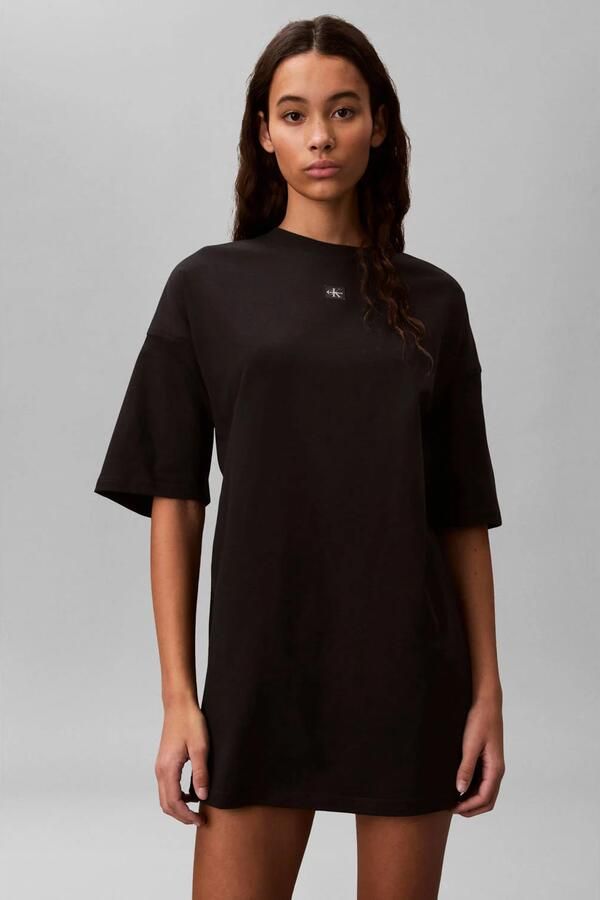 CALVIN KLEIN Dames Jurken Ss Woven Label Oversized Tee Dre Zwart - Foto 5