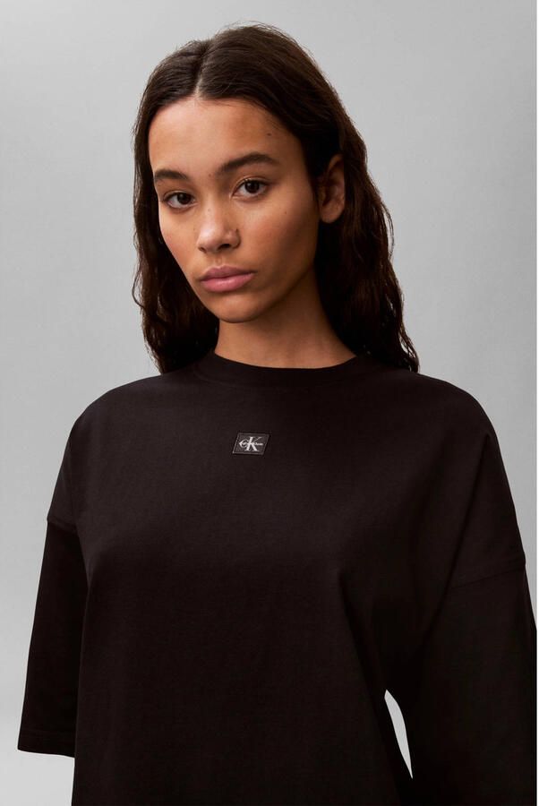 CALVIN KLEIN Dames Jurken Ss Woven Label Oversized Tee Dre Zwart - Foto 6