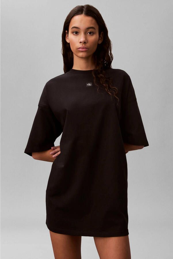 CALVIN KLEIN Dames Jurken Ss Woven Label Oversized Tee Dre Zwart - Foto 7