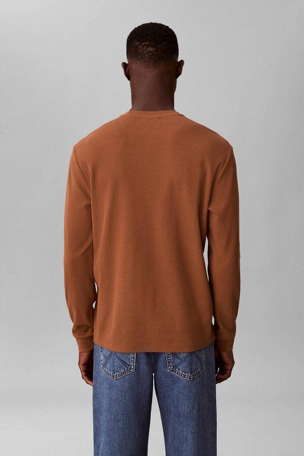 Calvin Klein Jeans Slim fit shirt met lange mouwen en logopatch model 'Waffle' - Foto 3