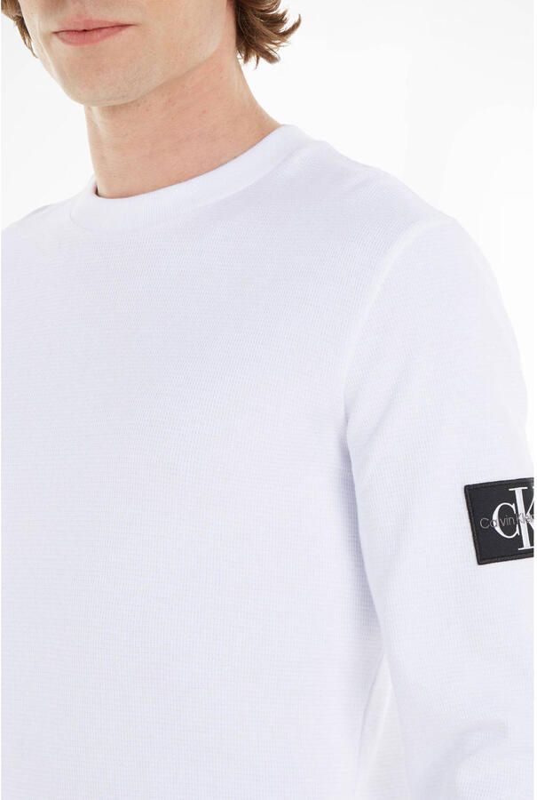 Calvin Klein Jeans Shirt met lange mouwen van katoen met structuurmotief model 'WAFFLE' - Foto 5