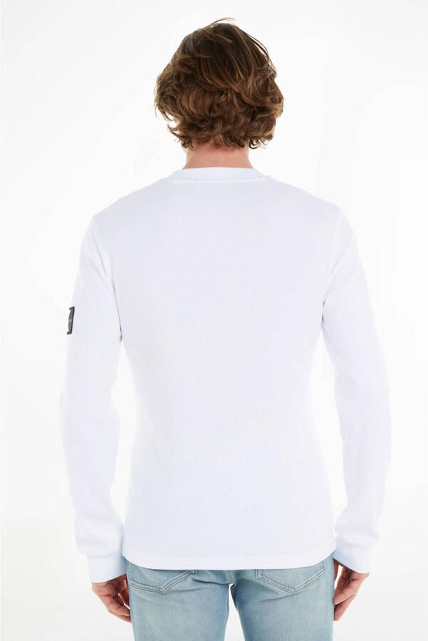 Calvin Klein Jeans Shirt met lange mouwen van katoen met structuurmotief model 'WAFFLE' - Foto 6