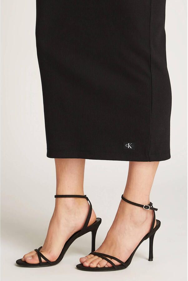 CALVIN KLEIN Dames Jurken Woven Label Rib Sleeveless Dress Zwart - Foto 6
