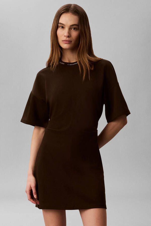 CALVIN KLEIN JEANS mini jurk donkerbruin