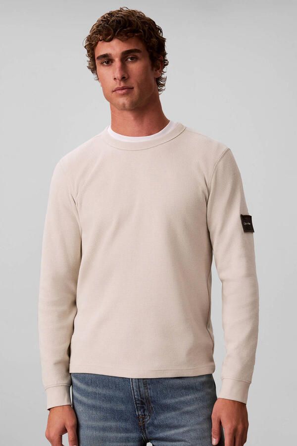 CALVIN KLEIN JEANS regular fit longsleeve met wafelstructuur moonstruck