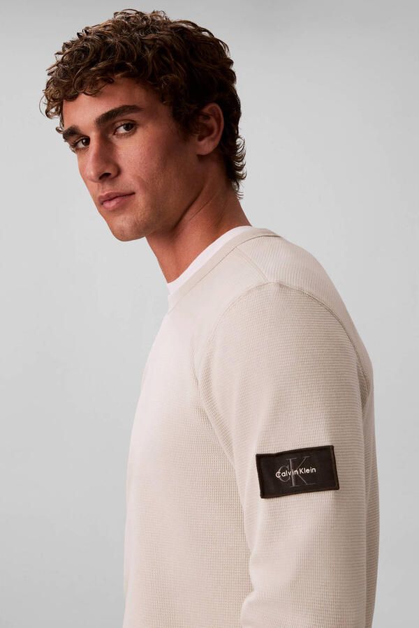 CALVIN KLEIN JEANS regular fit longsleeve met wafelstructuur moonstruck - Foto 2