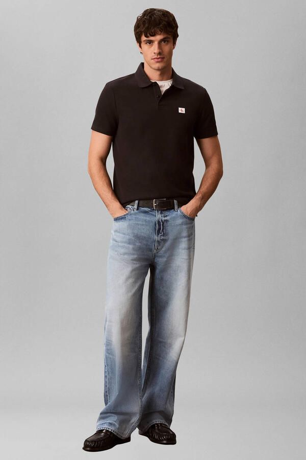 CALVIN KLEIN JEANS regular fit polo met logo zwart - Foto 3