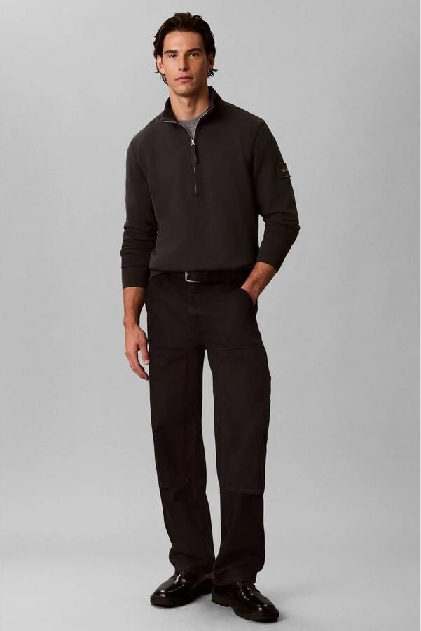 CALVIN KLEIN Heren Truien & Vesten Ls Eu 350terry Badge Qtr Zip Zwart - Foto 7