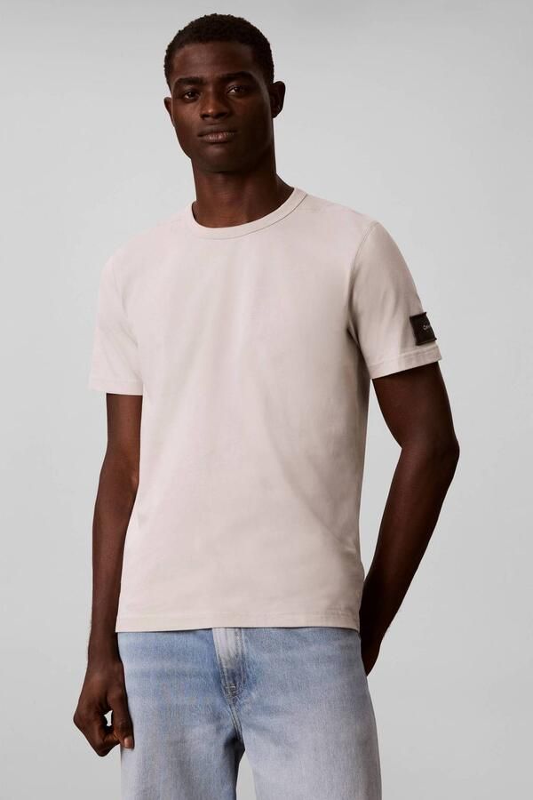 CALVIN KLEIN Heren Polo's & T-shirts Ss Clsc Sueded Jersey Badge Tee Beige