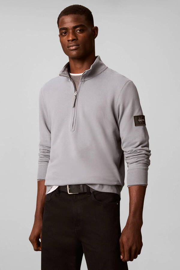 CALVIN KLEIN Heren Truien & Vesten Ls Eu 350terry Badge Qtr Zip Lichtblauw - Foto 5