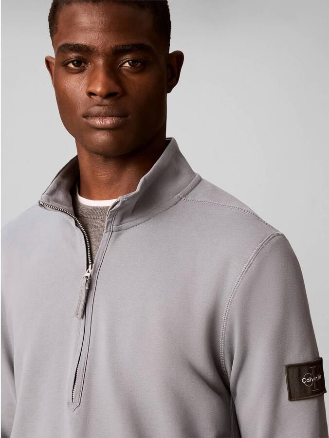CALVIN KLEIN Heren Truien & Vesten Ls Eu 350terry Badge Qtr Zip Lichtblauw - Foto 6