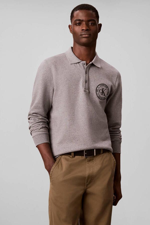 CALVIN KLEIN Heren Polo's & T-shirts Ls 350terry Eu Graphic Polo Sweat Grijs - Foto 5