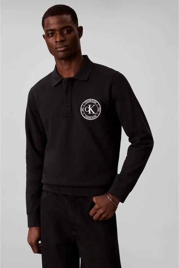 CALVIN KLEIN JEANS regular fit trui met logo zwart