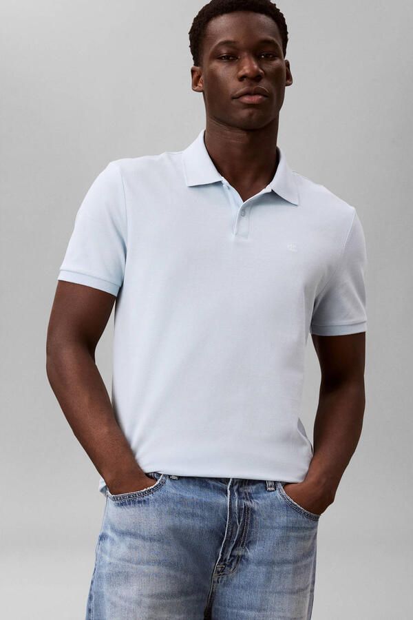 CALVIN KLEIN JEANS regular polo lichtblauw - Foto 3