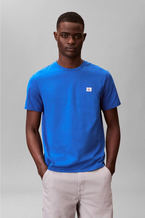 CALVIN KLEIN Heren Polo's & T-shirts Ss Badge 30s Jersey Classic Tee Blauw - Foto 5