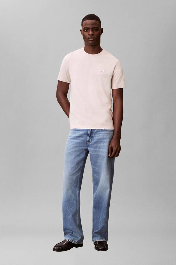 CALVIN KLEIN Heren Polo's & T-shirts Ss Badge 30s Jersey Classic Tee Beige - Foto 7