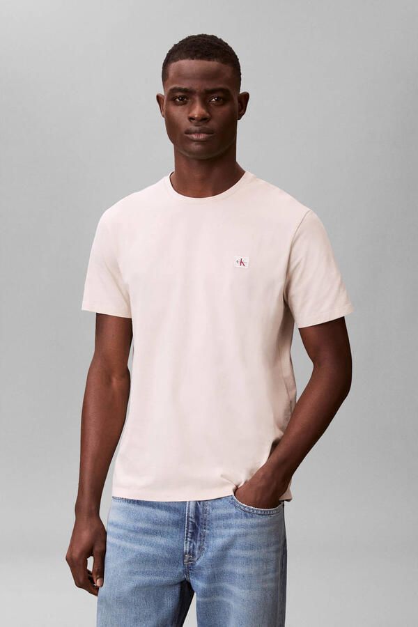 CALVIN KLEIN Heren Polo's & T-shirts Ss Badge 30s Jersey Classic Tee Beige - Foto 5