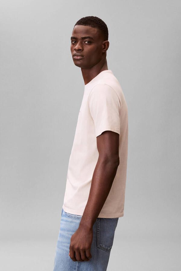CALVIN KLEIN Heren Polo's & T-shirts Ss Badge 30s Jersey Classic Tee Beige - Foto 6
