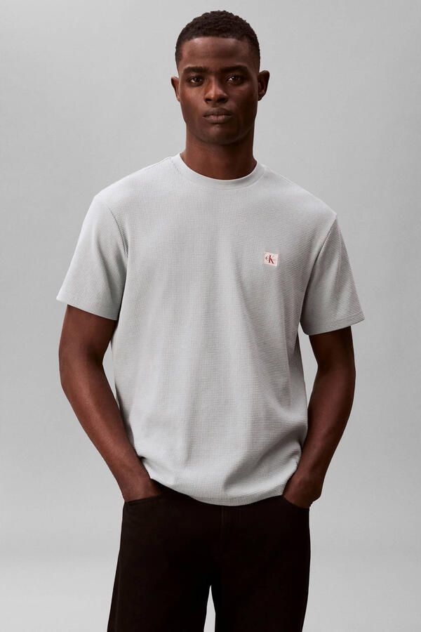 CALVIN KLEIN JEANS regular T-shirt met textuur grijsblauw