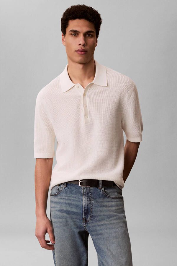 Calvin Klein Jeans Polo Shirt Korte Mouw Waffle