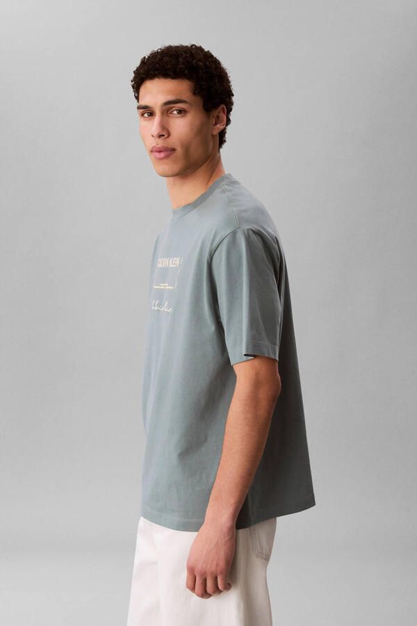 CALVIN KLEIN JEANS relaxed T-shirt grijsgroen - Foto 3