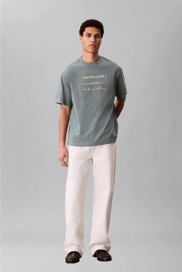 CALVIN KLEIN JEANS relaxed T-shirt grijsgroen - Foto 2