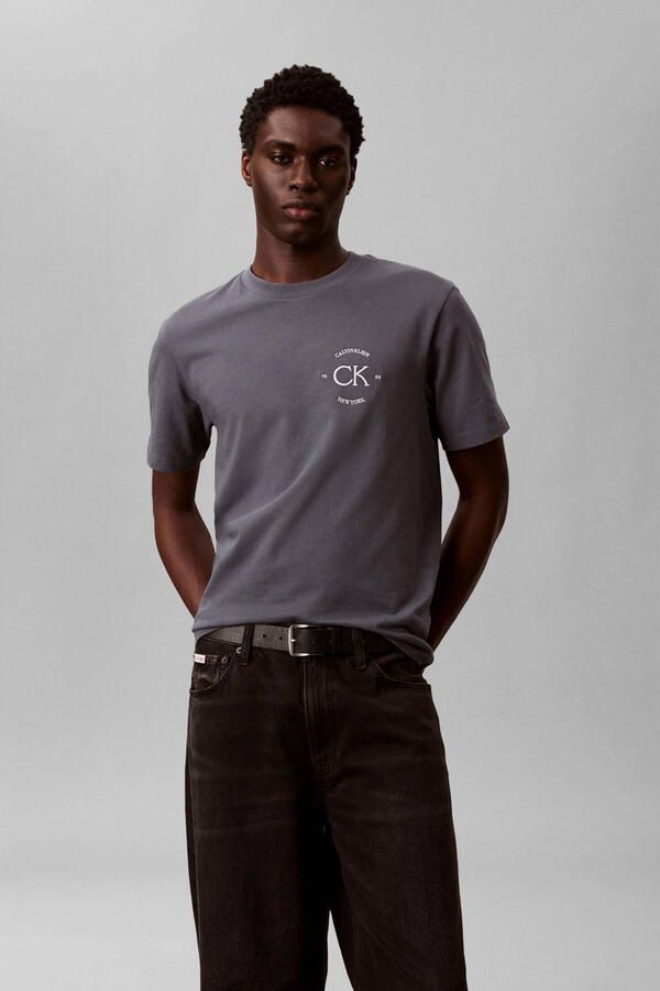CALVIN KLEIN JEANS relaxed T-shirt met backprint grijsblauw