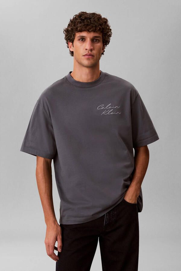 CALVIN KLEIN Heren Polo's & T-shirts 16s April Graphic Seasonal Fashi Antraciet - Foto 5