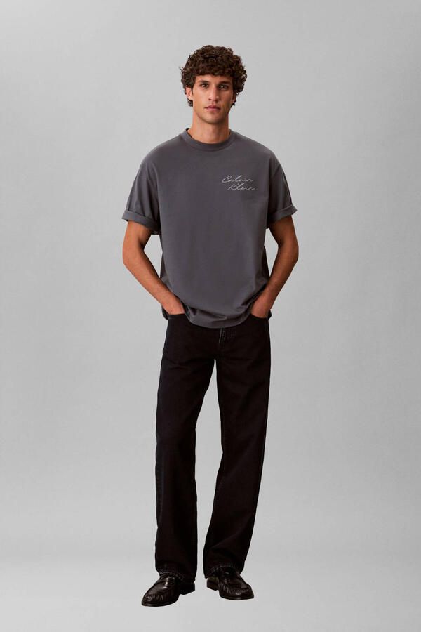 CALVIN KLEIN Heren Polo's & T-shirts 16s April Graphic Seasonal Fashi Antraciet - Foto 7