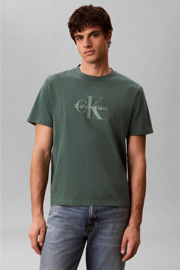 CALVIN KLEIN JEANS slim T-shirt donkergroen