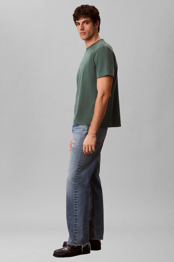 CALVIN KLEIN JEANS slim T-shirt donkergroen - Foto 2