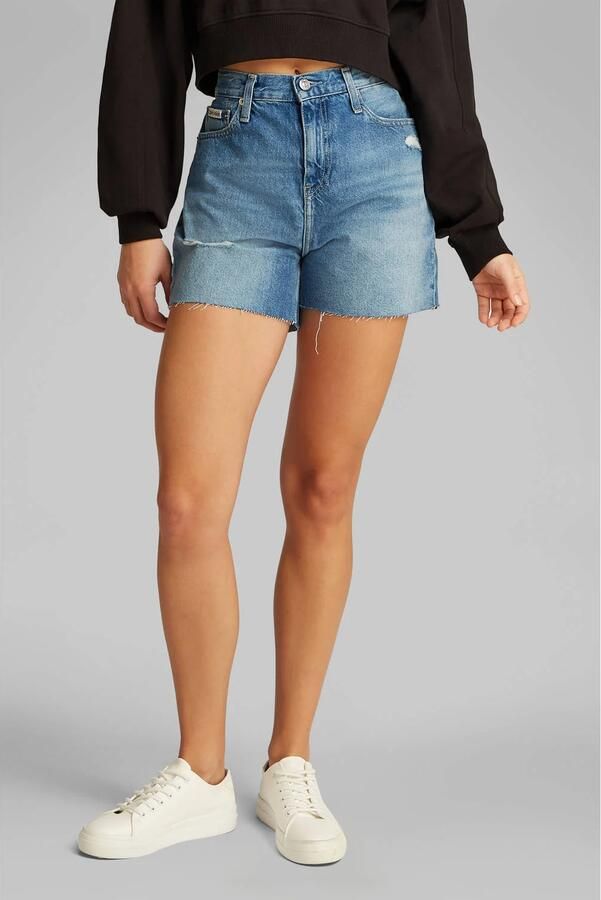CALVIN KLEIN JEANS straight high waist denim short light blue denim - Foto 6