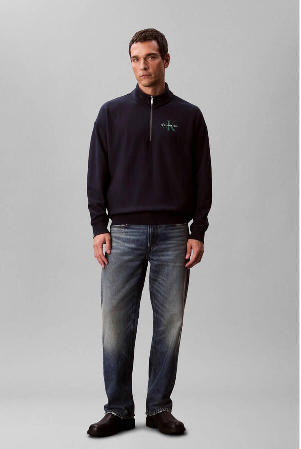 Calvin Klein Sweatshirt LS EU 350TERRY MICRO MONOLOGO QT Regular fit opstaande kraag en ritssluiting