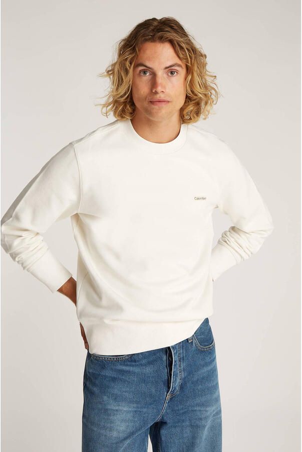 CALVIN KLEIN Heren Truien & Vesten Label Crew Neck Ecru - Foto 7