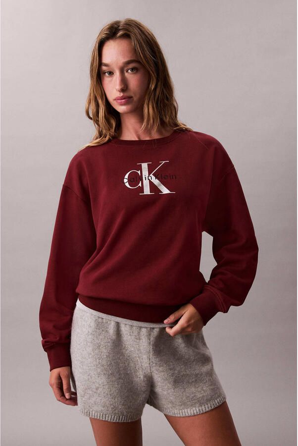 CALVIN KLEIN Dames Truien & Vesten Ls Monologo French Terry Rlxd Cr Bordeaux - Foto 6