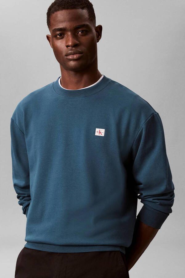 CALVIN KLEIN Heren Truien & Vesten Ls 350terry Ey Whsl Badge Crewne Petrol - Foto 9