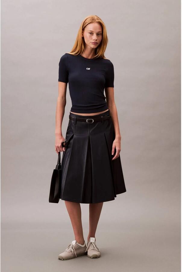 CALVIN KLEIN Dames Tops & T-shirts A-modal Rib Tee Donkerblauw - Foto 6