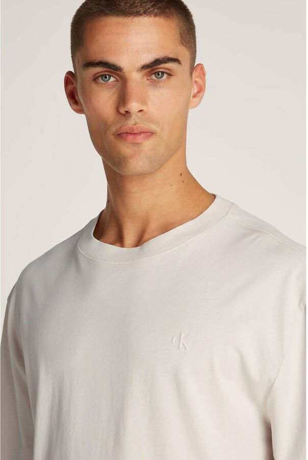 Calvin Klein Minimalistische Puff Print T-shirt Beige Heren