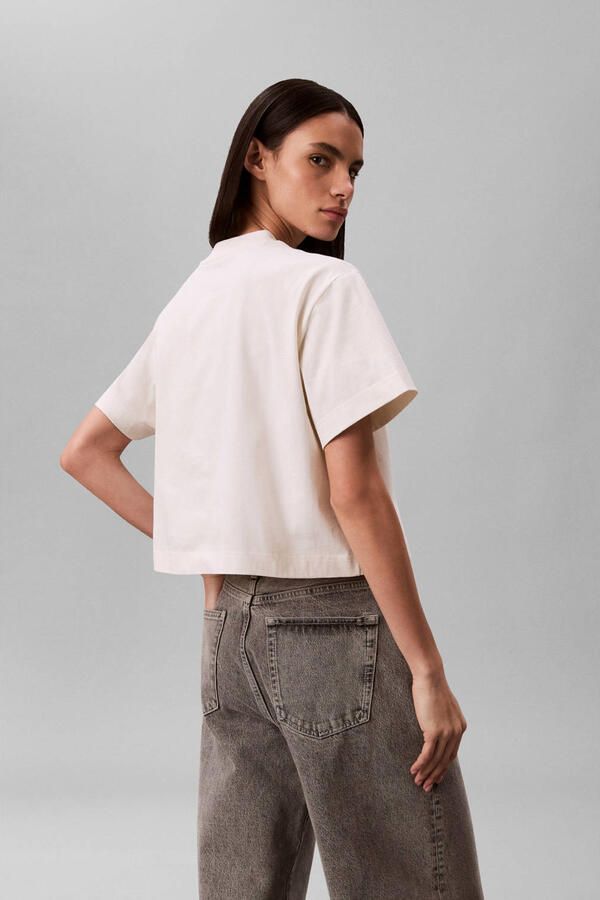 CALVIN KLEIN Dames Tops & T-shirts Ss Cropped Boxy Graphic Tee Ecru - Foto 6