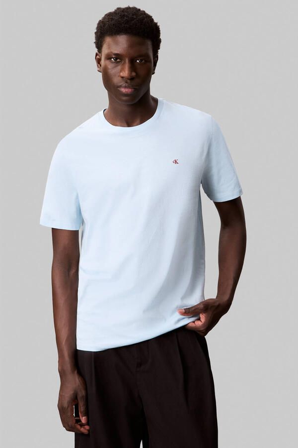 Calvin Klein Jeans T-shirt met geribde ronde hals - Foto 3