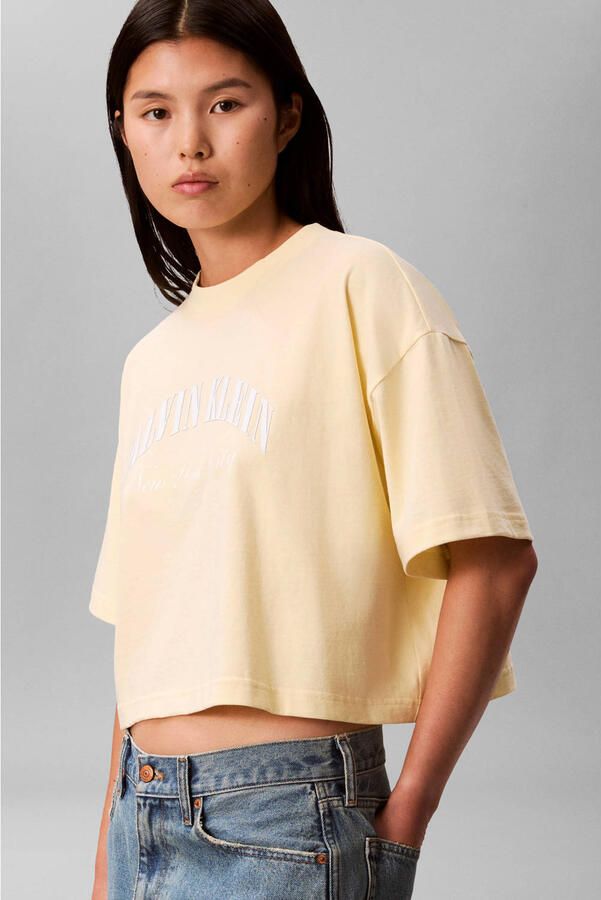 CALVIN KLEIN Dames Tops & T-shirts Ss Cropped Boxy Heritage Crest Butter Yellow - Foto 7