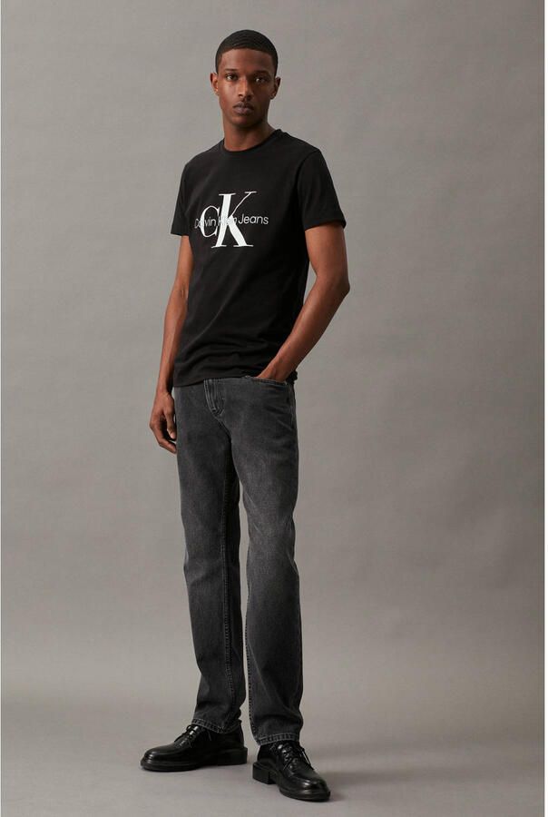 CALVIN KLEIN Heren Polo's & T-shirts Iconic Monogram Ss Slim Tee Zwart