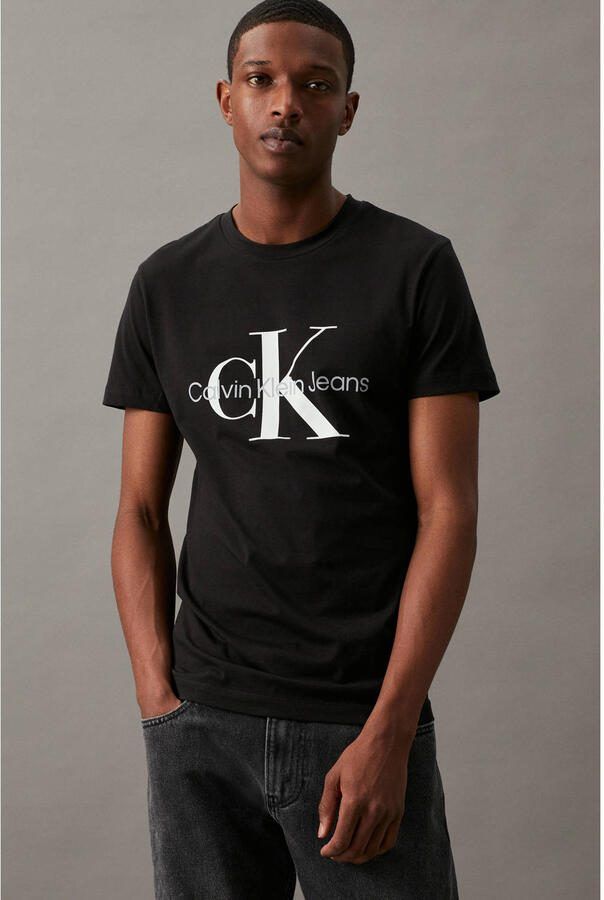 CALVIN KLEIN Heren Polo's & T-shirts Iconic Monogram Ss Slim Tee Zwart - Foto 2