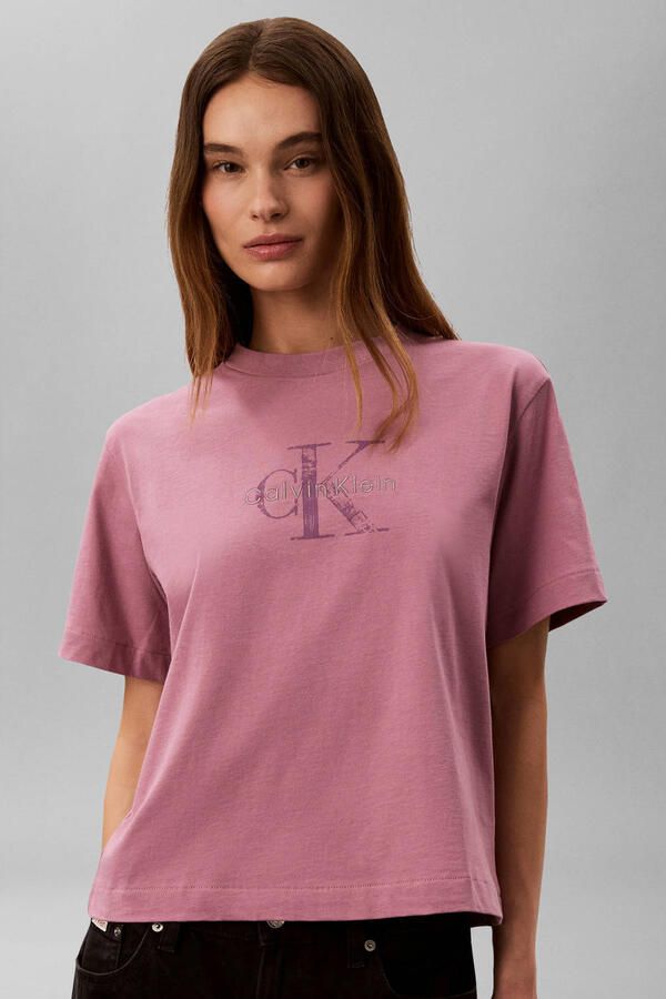 CALVIN KLEIN JEANS T-shirt met logo oudroze