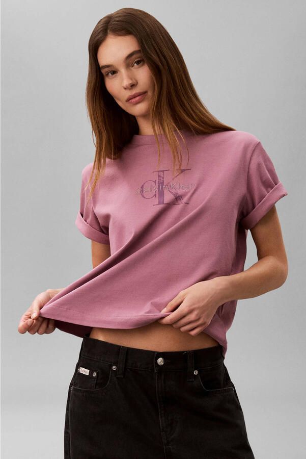 CALVIN KLEIN JEANS T-shirt met logo oudroze - Foto 3