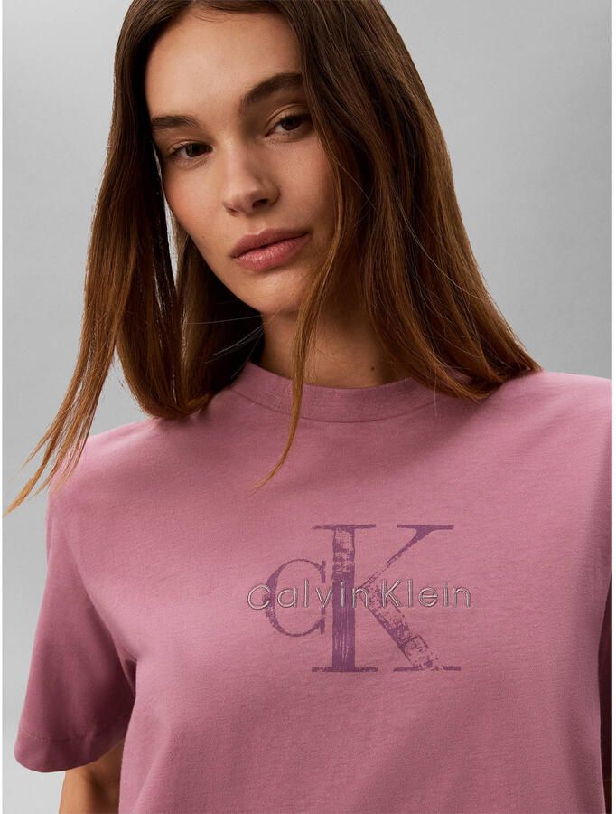 CALVIN KLEIN JEANS T-shirt met logo oudroze - Foto 2