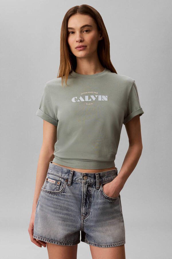 CALVIN KLEIN JEANS T-shirt met tekst kaki